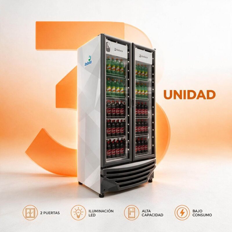 Nevera vertical 2 puertas 520 L Joserrago M-G326 en vidrio No Frost