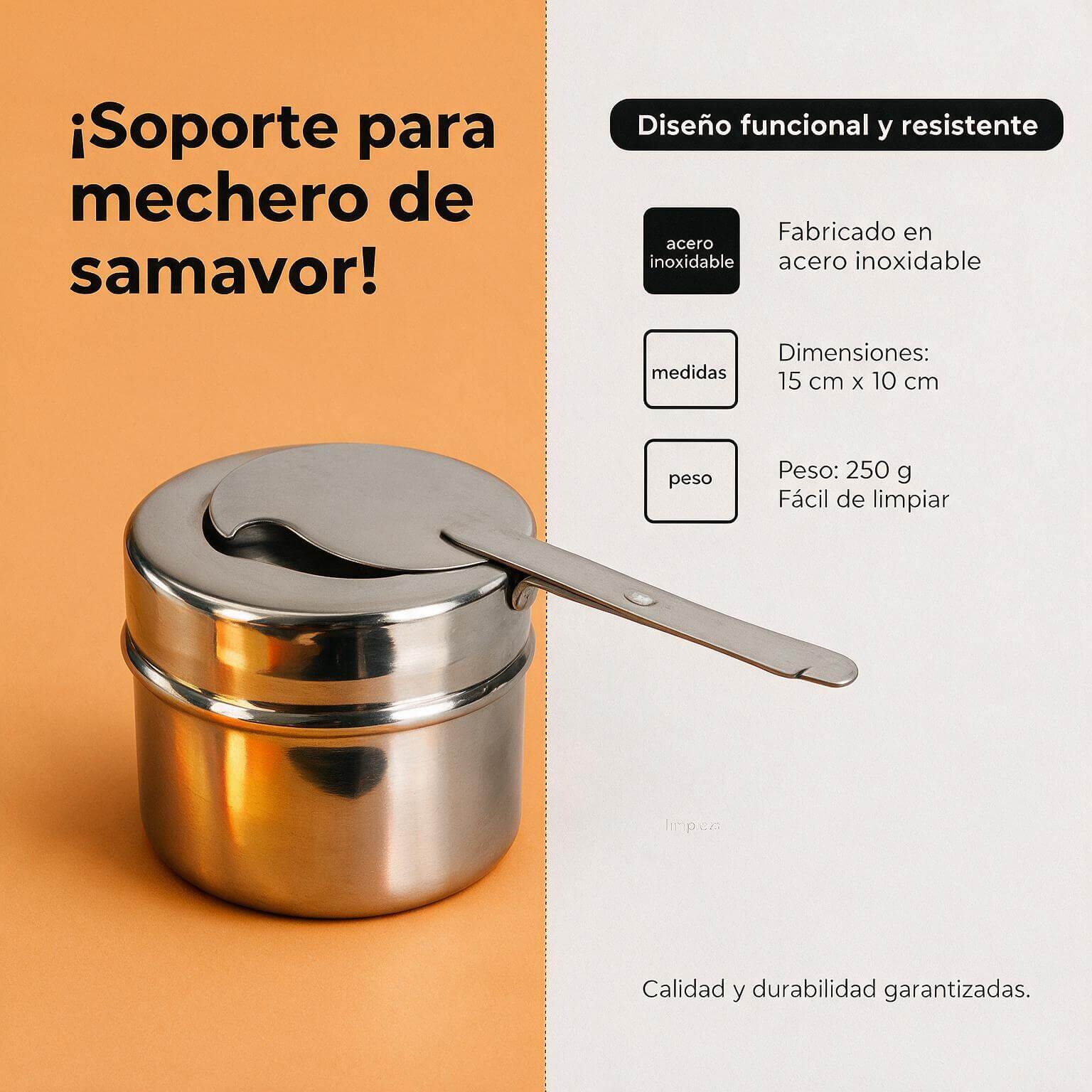 Soporte para mechero de samovar Joserrago M-15007 en acero inoxidable - Imagen 5