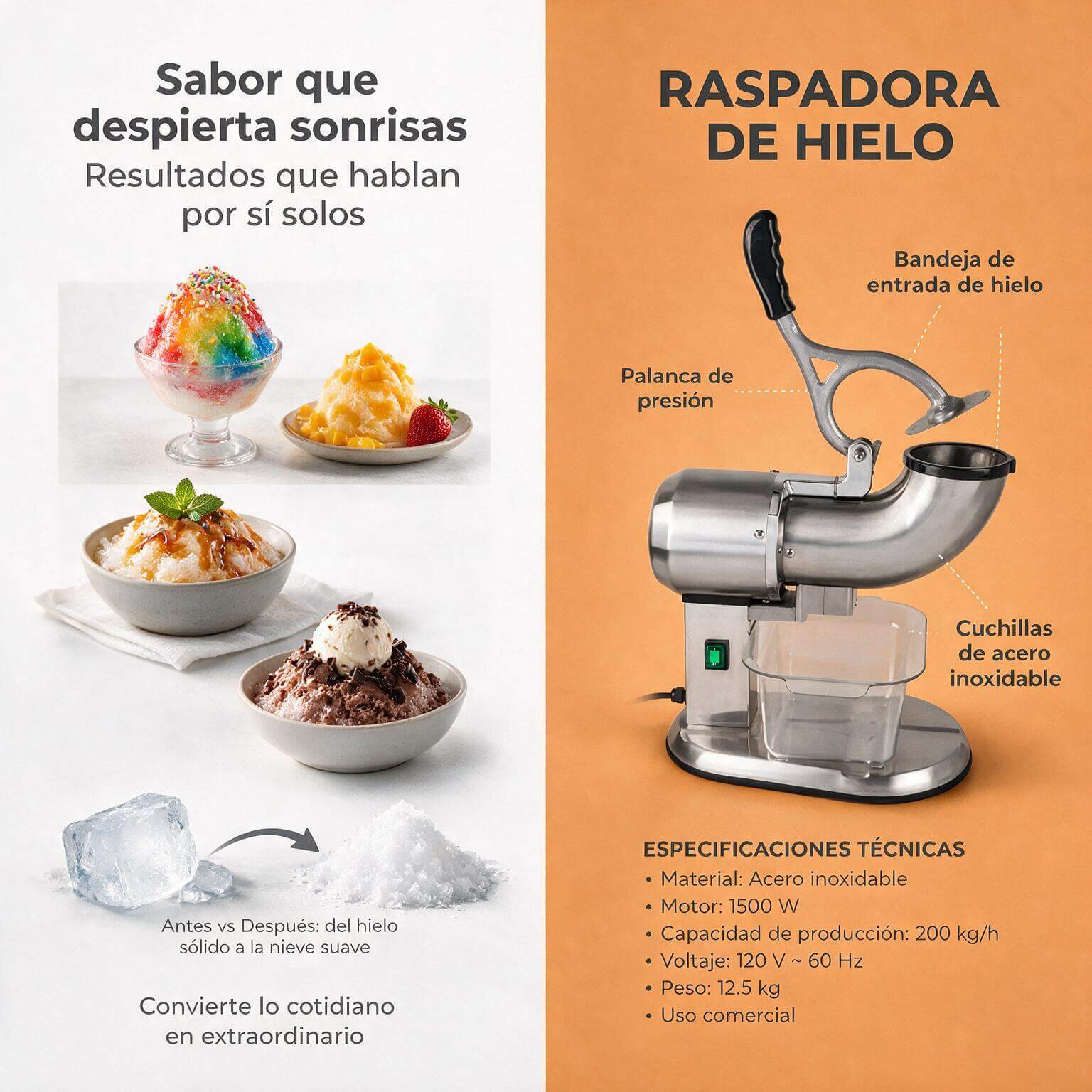 Raspador de hielo industrial Joserrago M-ISC-1 cuchillas en acero inoxidable - Imagen 5
