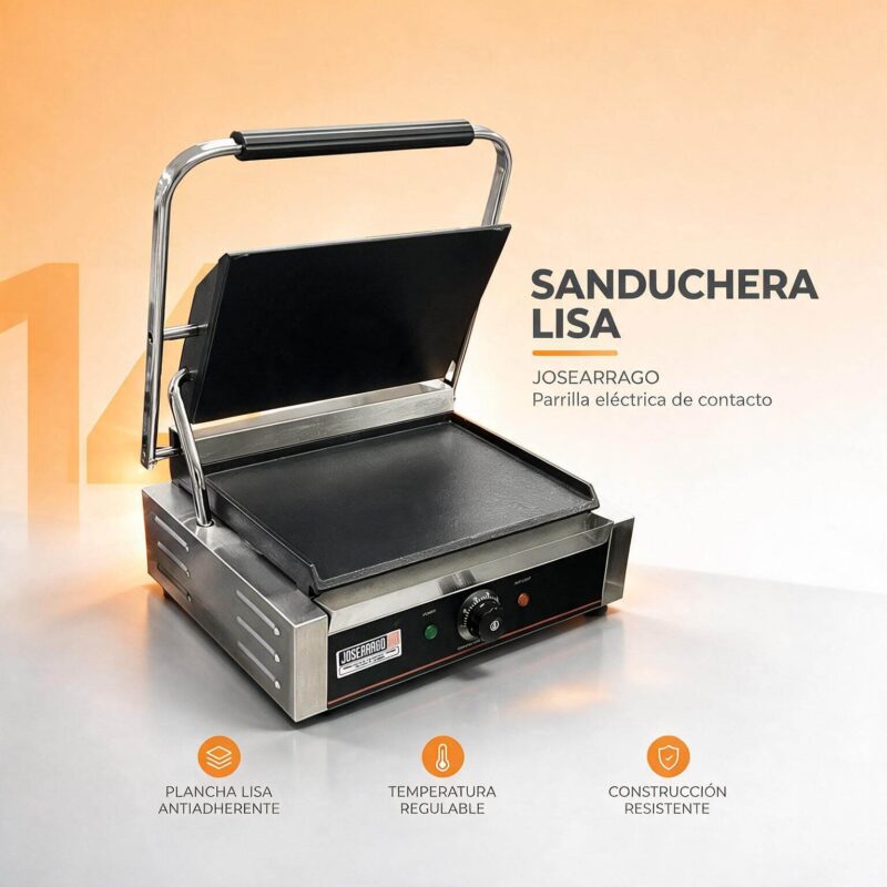 Sanduchera sencilla lisa Joserrago M-EDG14-A 1.700 W hierro fundido