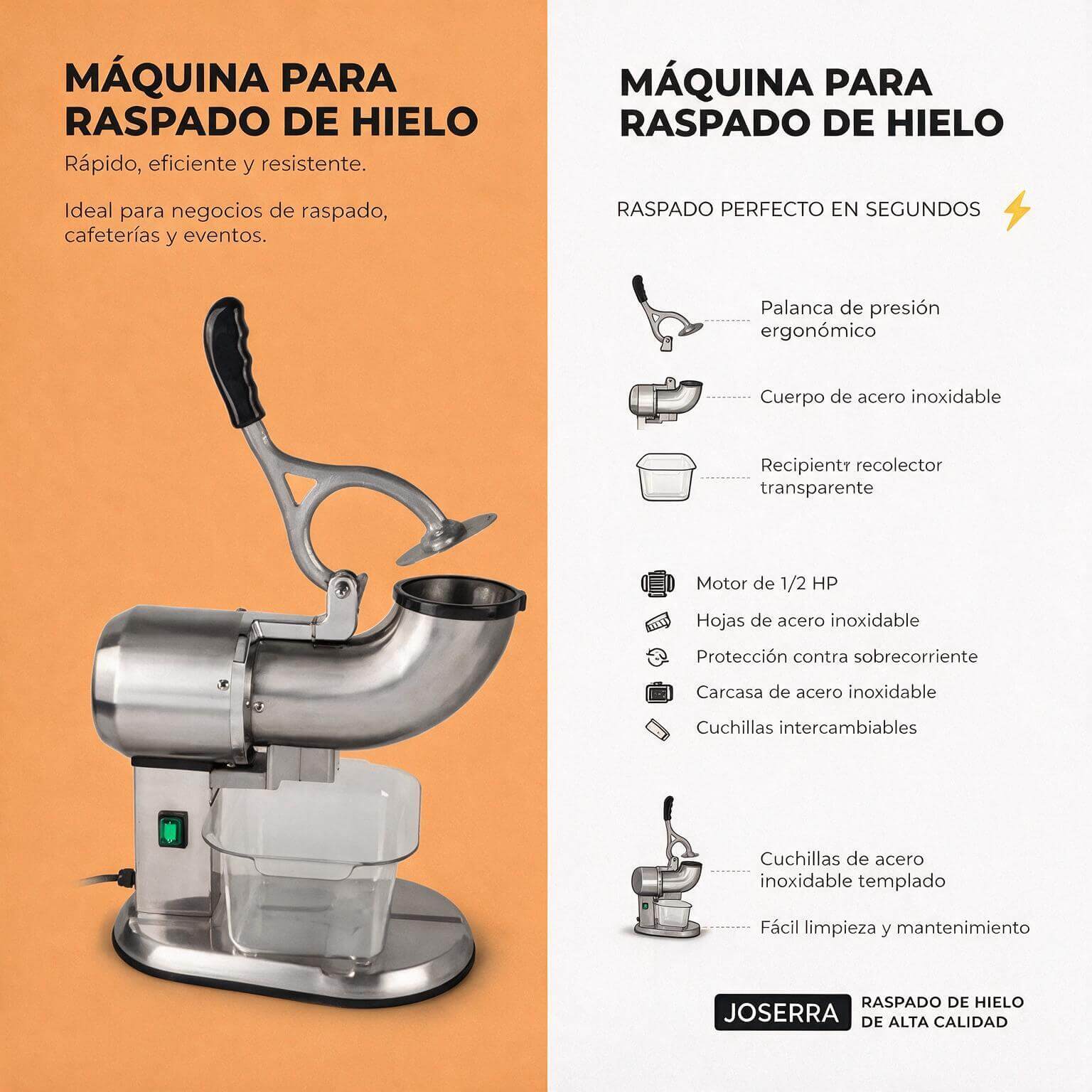 Raspador de hielo industrial Joserrago M-ISC-1 cuchillas en acero inoxidable - Imagen 4