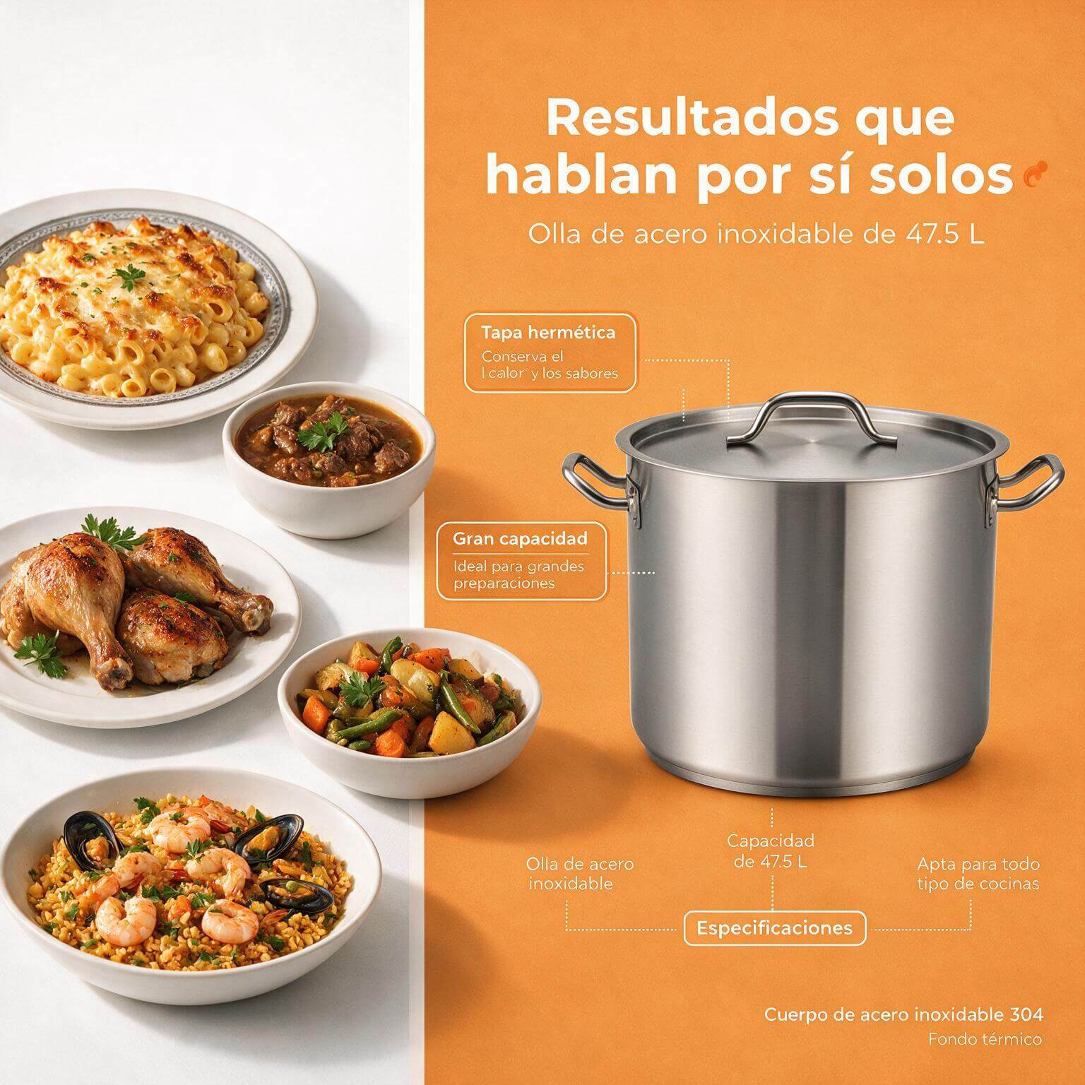 Olla en acero inoxidable 47.5 litros Joserrago M-04040.21 No. 40 - Imagen 4