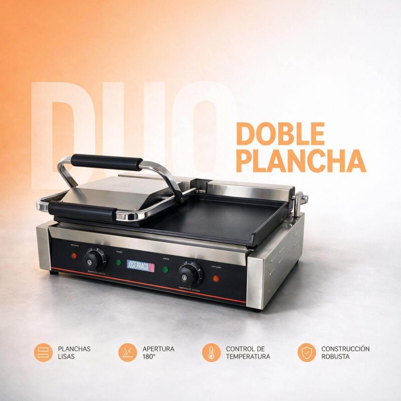 Sanduchera doble lisa Joserrago M-EGD20-A 3.000 W planchas hierro fundido