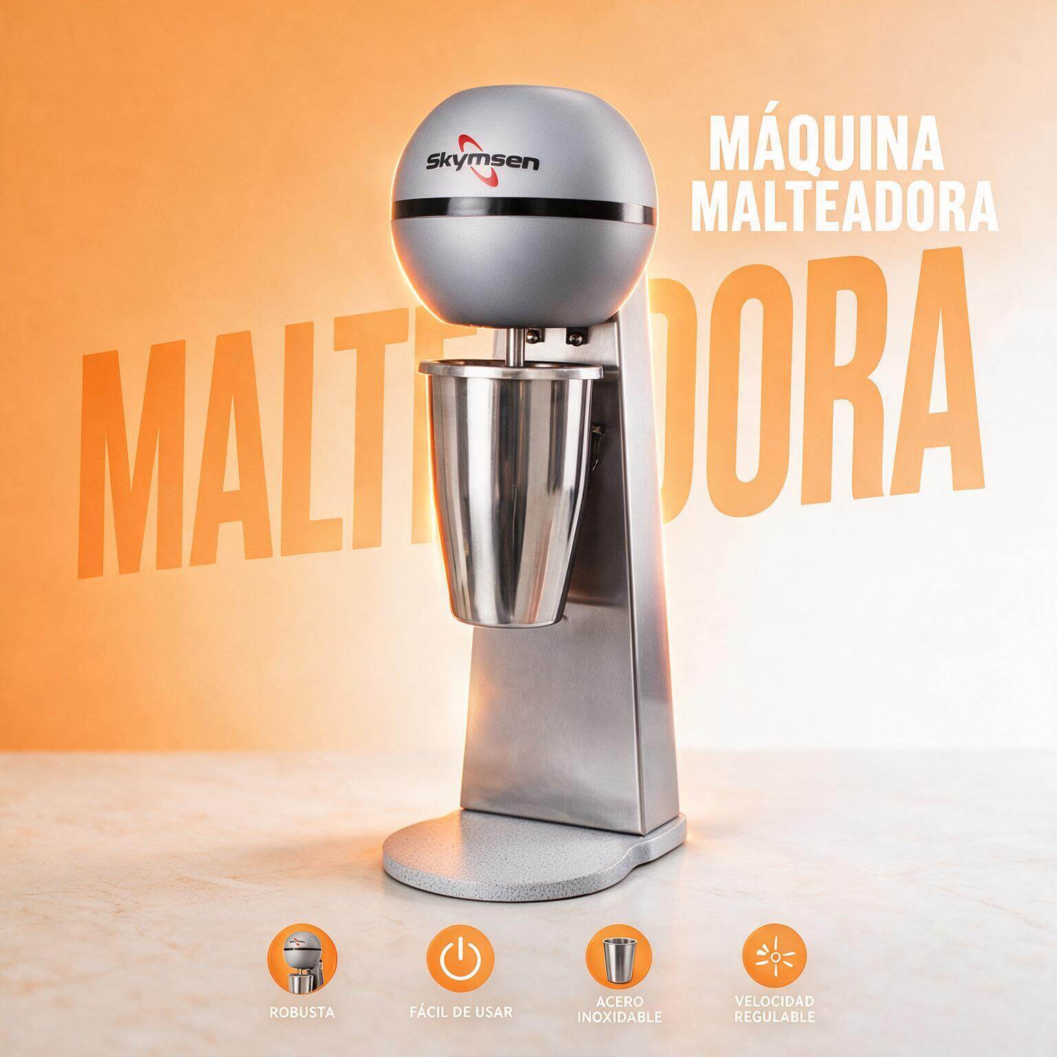 Malteadora sencilla 500 W M-BMS vaso en acero inoxidable de 3/4 litro