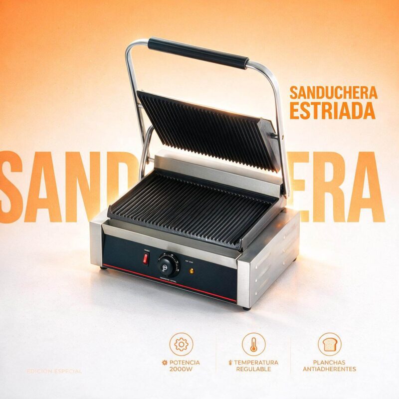 Sanduchera sencilla estriada Joserrago M-EDG14 1.700 W hierro fundido