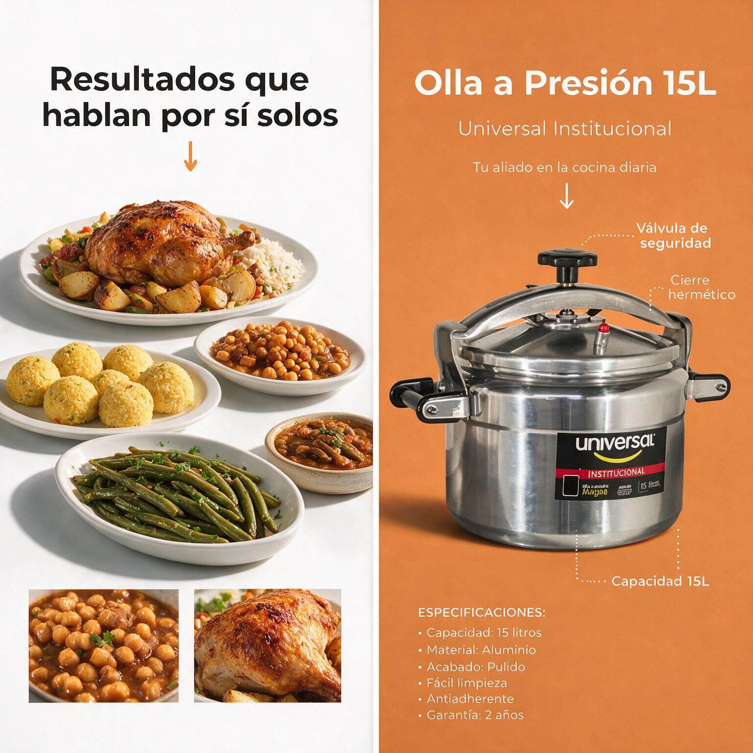 Olla a presión industrial 15 litros Magna L93015 en aluminio - Imagen 5