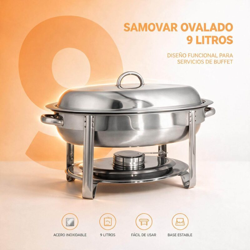 Samovar ovalado 9 L Joserrago M-X62861 acero inoxidable para bufet