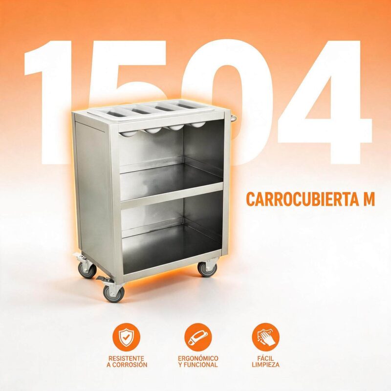 Carro cubiertero Joserrago M-1504 acero inoxidable con ruedas y freno