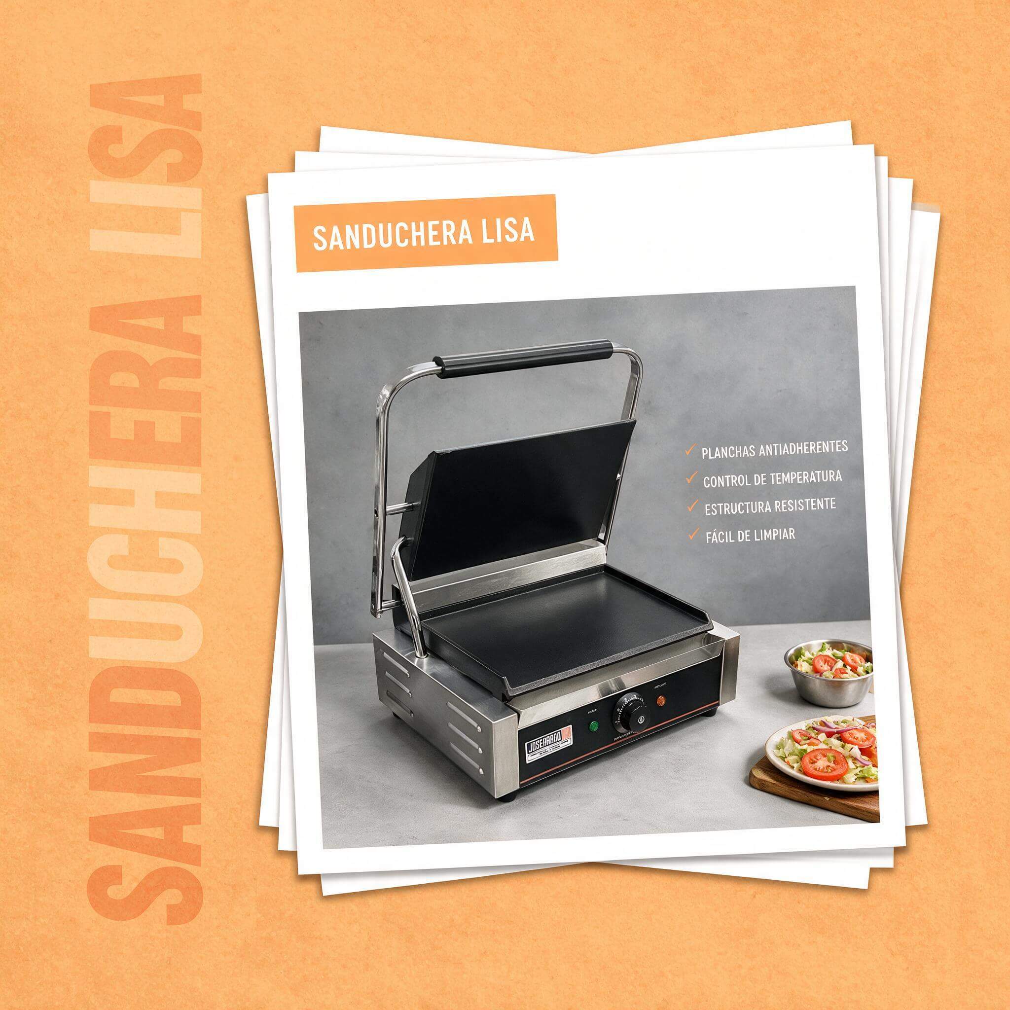 Sanduchera sencilla lisa Joserrago M-EDG14-A 1.700 W hierro fundido - Imagen 7