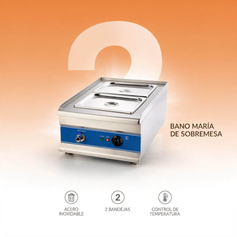 Baño maría de sobremesa eléctrico Joserrago con controles frontales