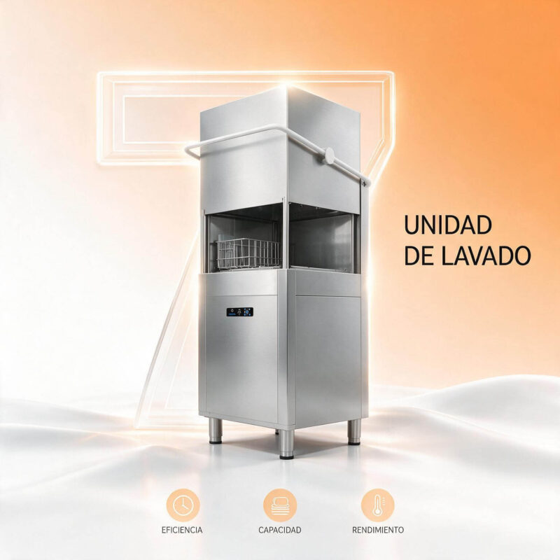 Lavavajillas industrial de capota Ozti M-071T 46 canastas por hora
