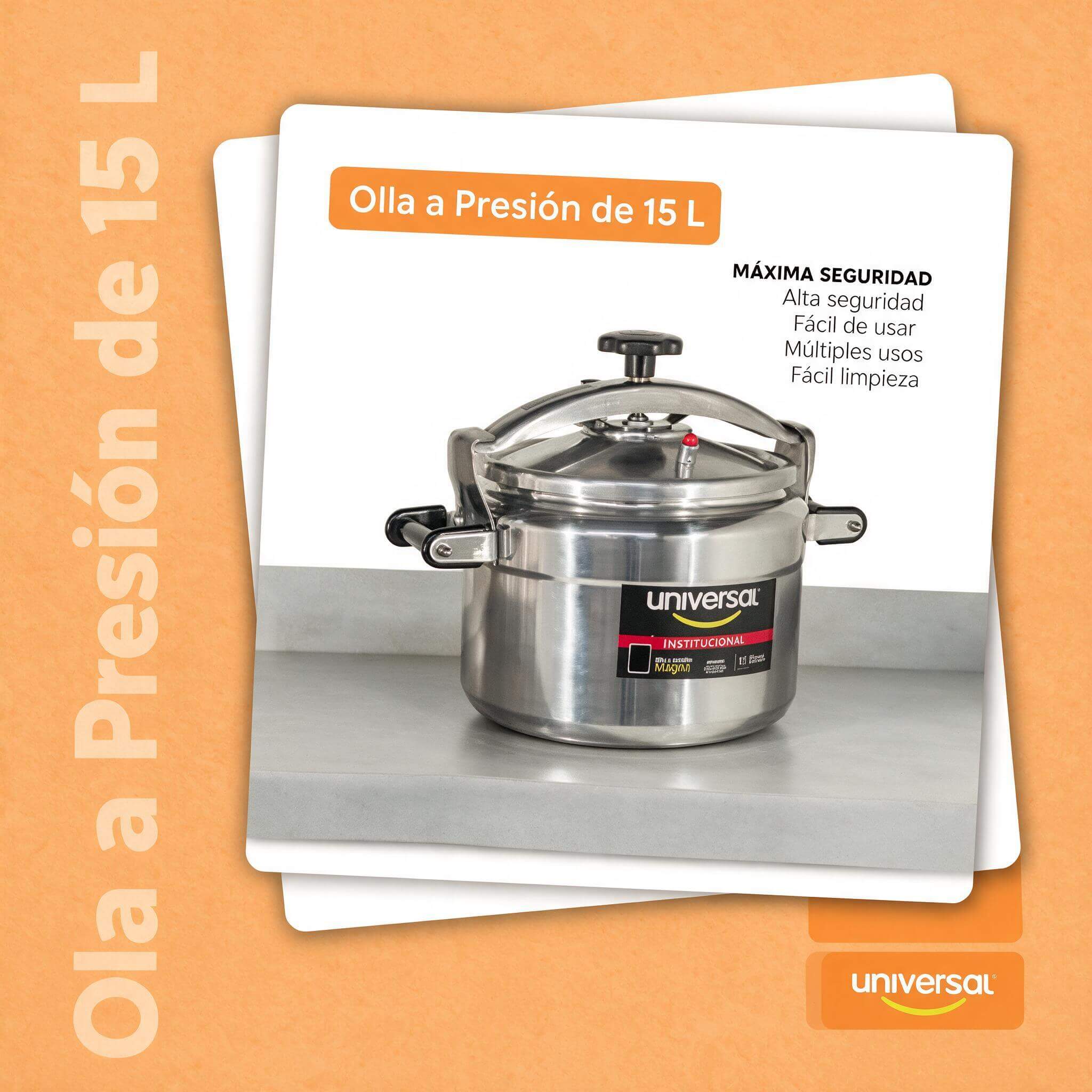 Olla a presión industrial 15 litros Magna L93015 en aluminio - Imagen 3