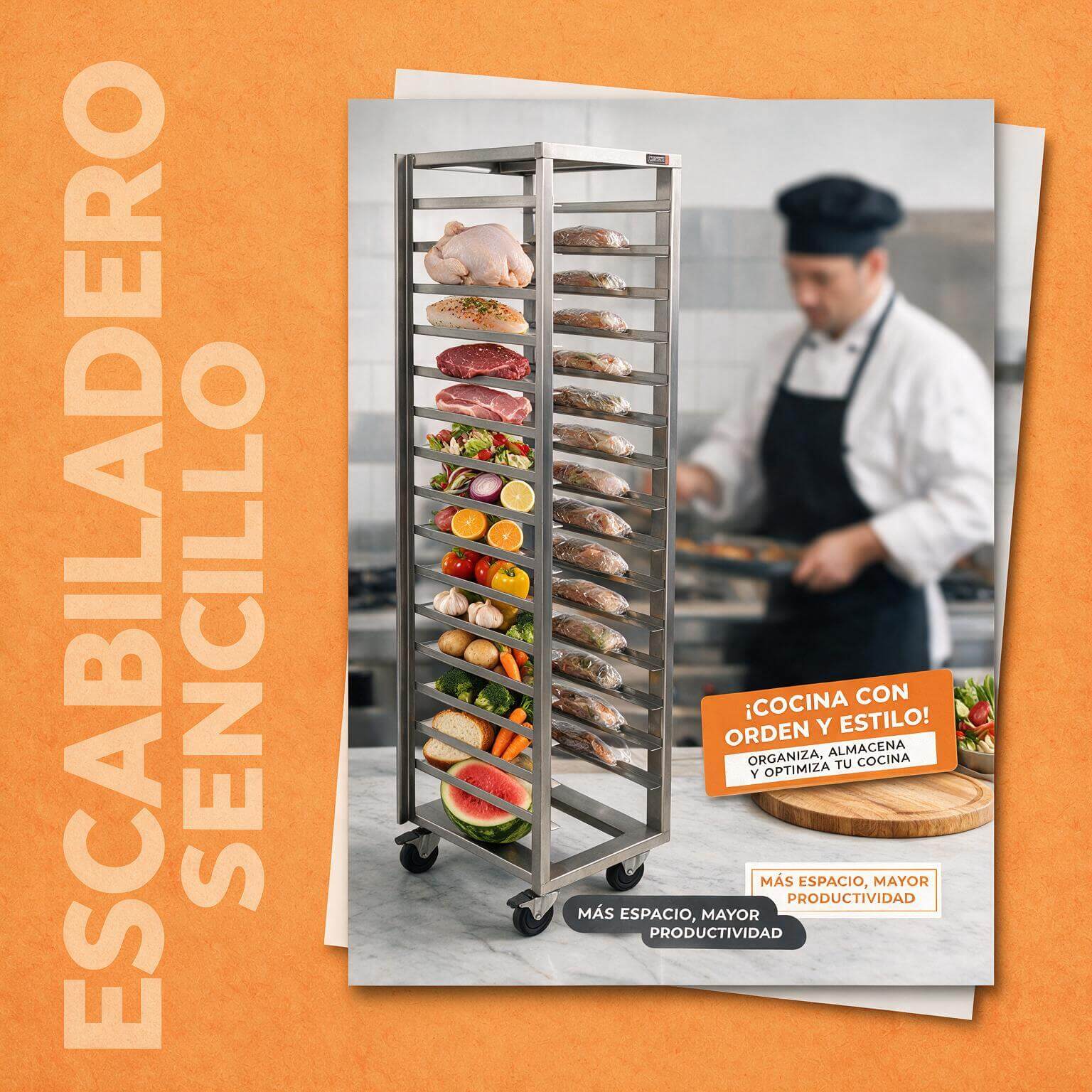 Escabiladero sencillo para azafates Joserrago M-1520 acero 15 posiciones - Imagen 4