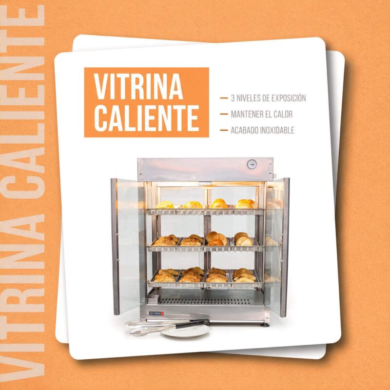 Vitrina caliente Joserrago M-1421 600W vidrio en 4 costados y luz LED
