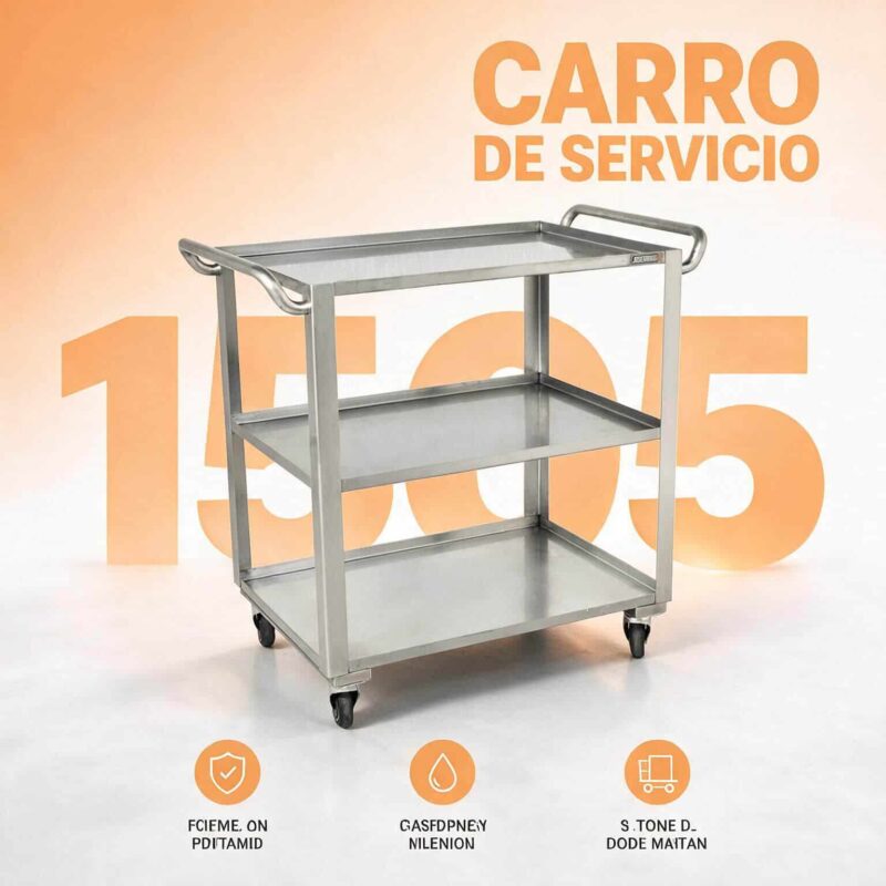 Carro de servicio abierto Joserrago M-1505 acero inoxidable 3 entrepaños