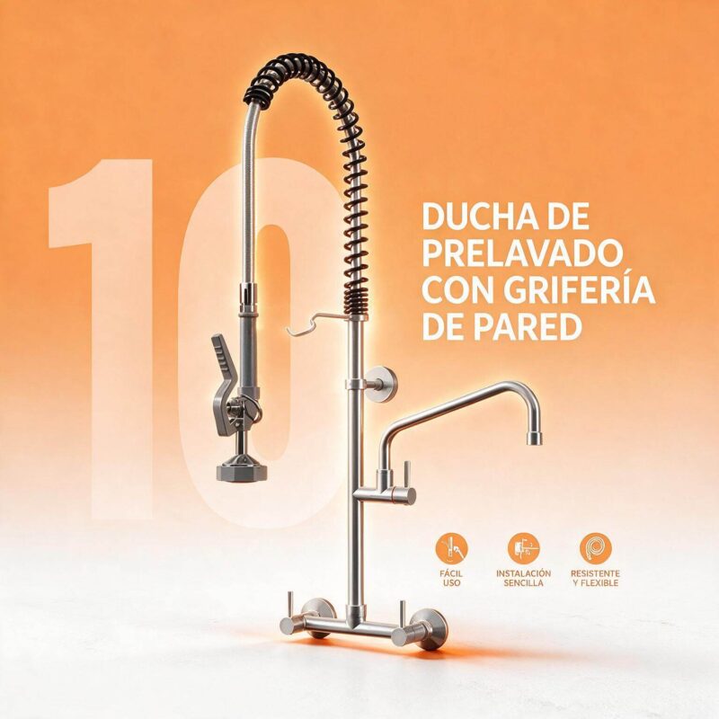 Ducha de prelavado de pared Joserrago ECW110 en acero inoxidable 304
