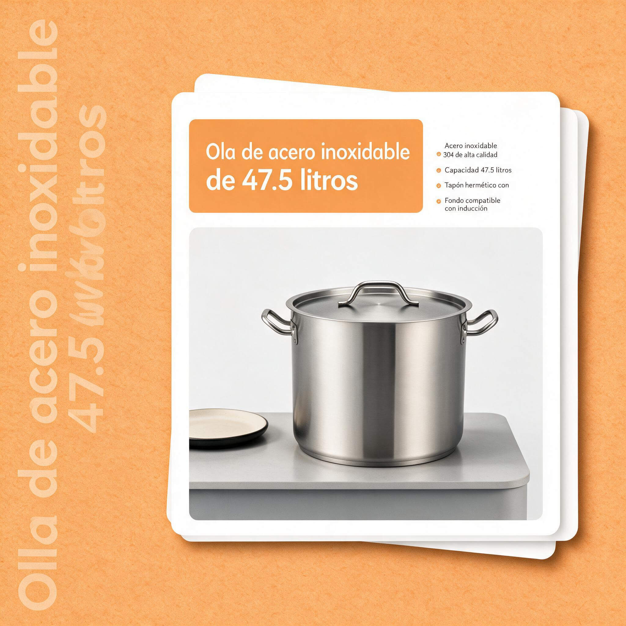 Olla en acero inoxidable 47.5 litros Joserrago M-04040.21 No. 40 - Imagen 3