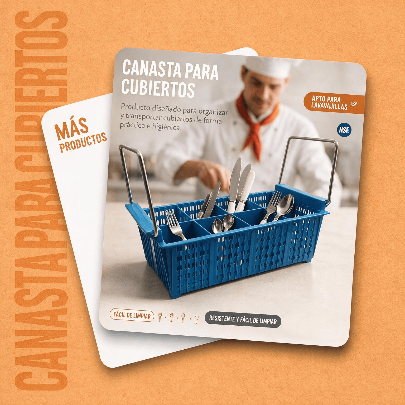 Canasta para cubiertos Joserrago JW-8BH en polipropileno con asas - Imagen 2