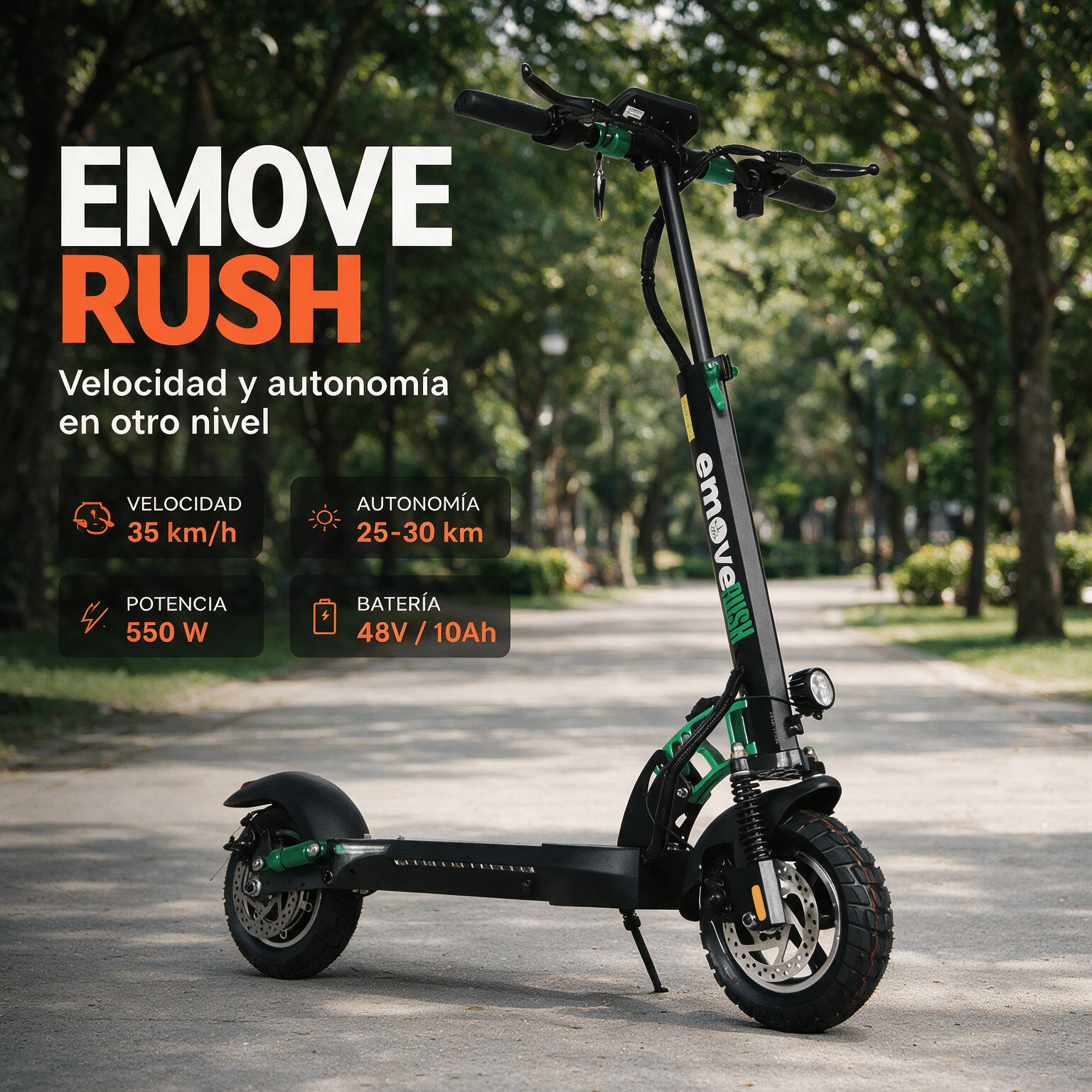 Patineta Eléctrica EMOVE Rush - 550W, hasta 35 km/h, Plegable - Imagen 2