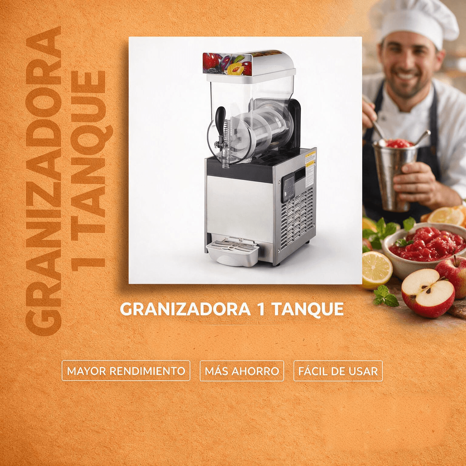 Granizadora 1 tanque 15 L Joserrago M-XRJ15Lx1 con luz LED y gas R290 - Imagen 3