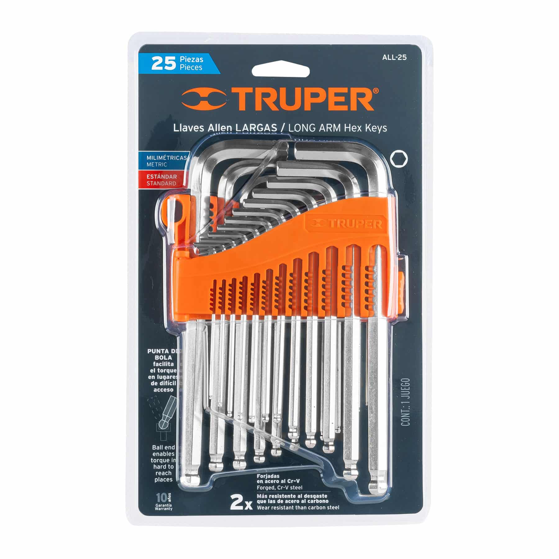 Truper ALL-25, Juego de 25 llaves Allen standard y milimétricas c/estuche - Imagen 2