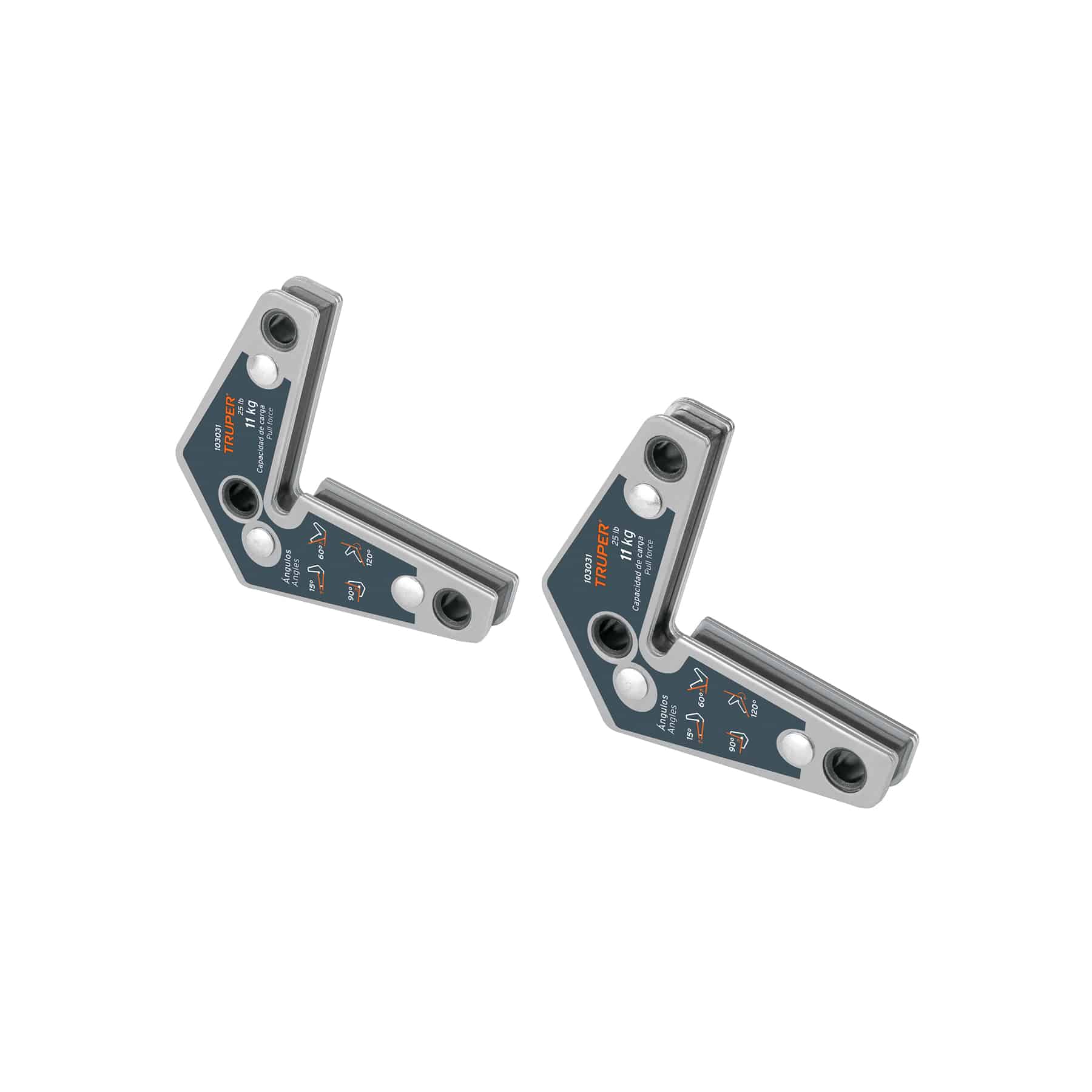 Truper ESM-32, 2 Escuadras magnéticas esquineras 3" capacidad de carga 11 kg