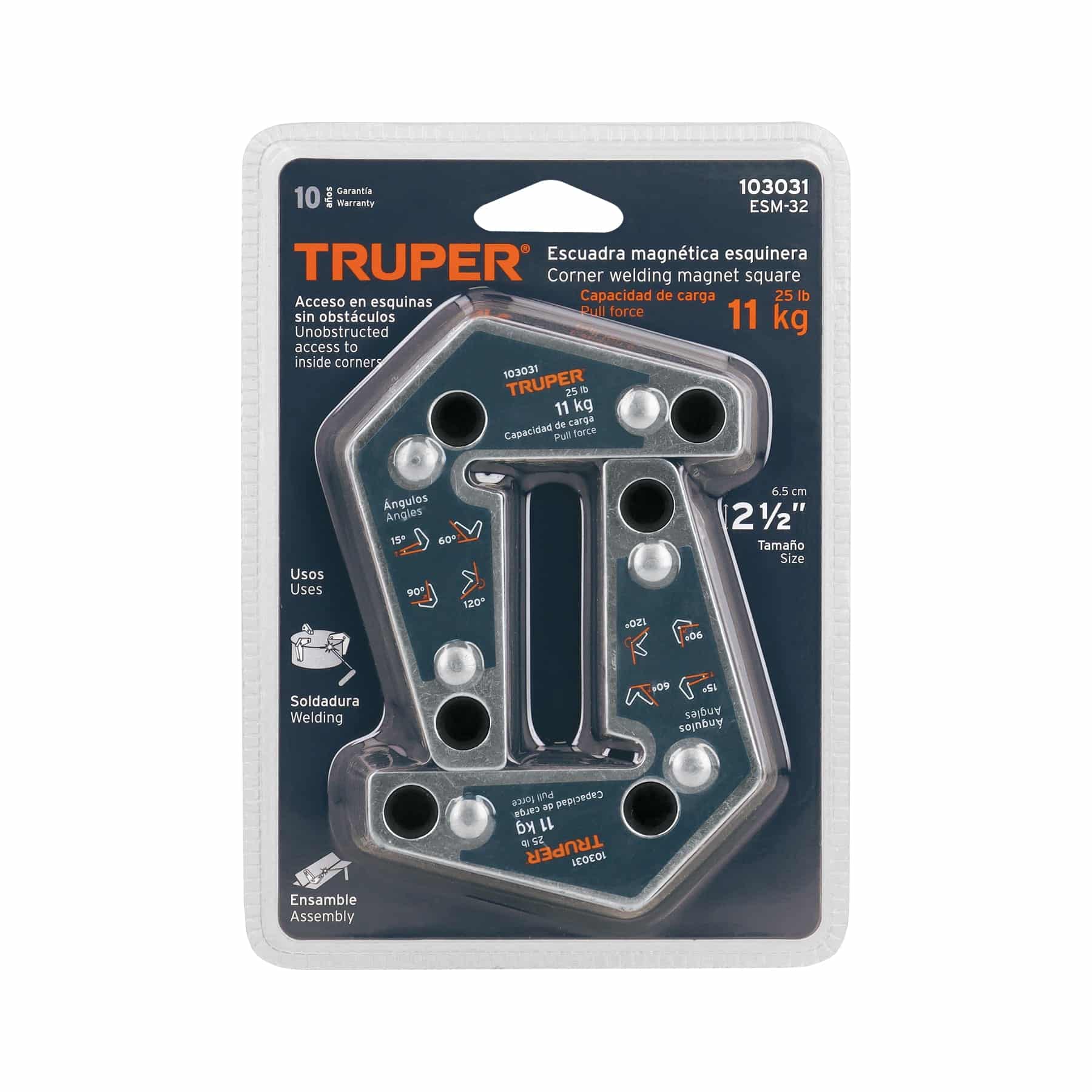 Truper ESM-32, 2 Escuadras magnéticas esquineras 3" capacidad de carga 11 kg - Imagen 2