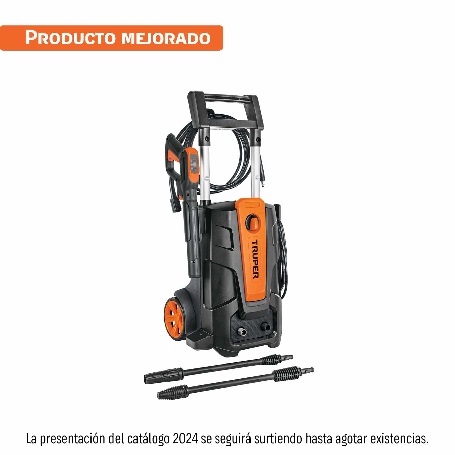 Hidrolavadora Truper eléctrica HILA-2000 de 2000 PSI con ruedas, mango telescópico, pistola, manguera y dos lanzas