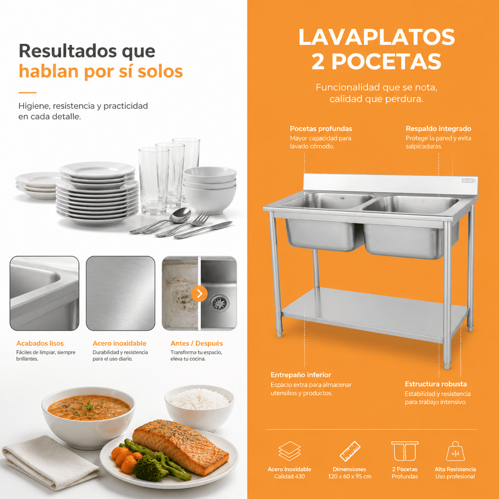 Lavaplatos 2 pocetas M-706 - Imagen 4