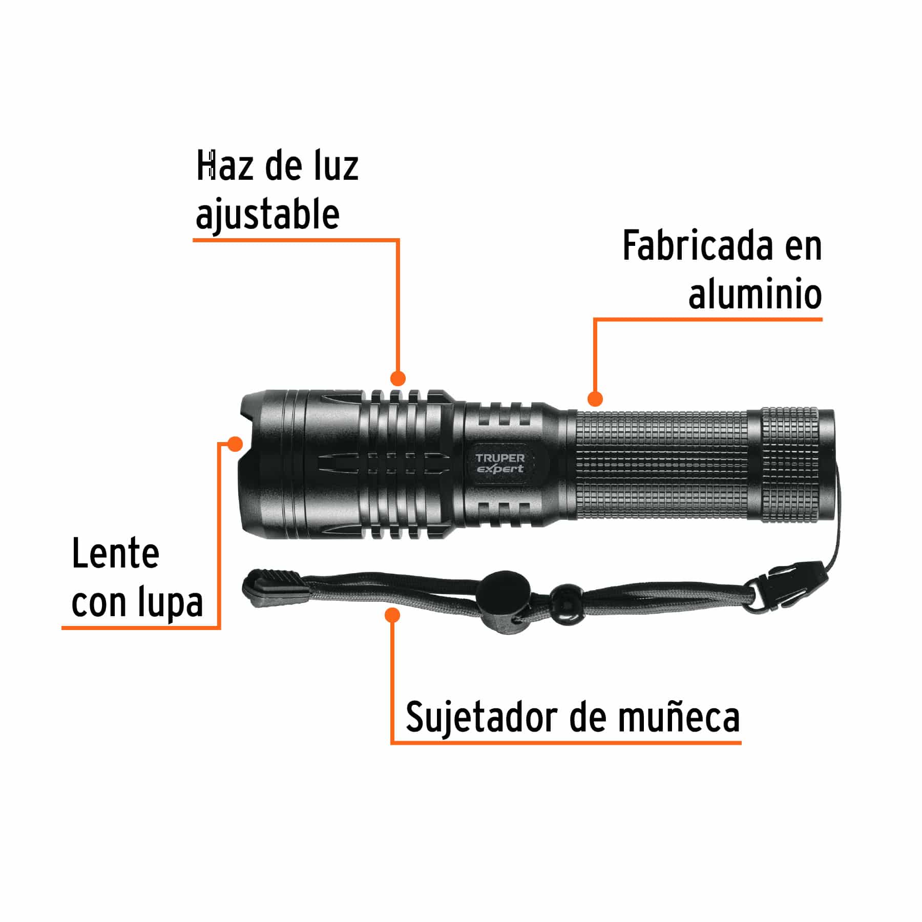 Truper Expert LIXR-2D, Linterna recargable, led cree, 300 lm, con 2 pilas D - Imagen 3