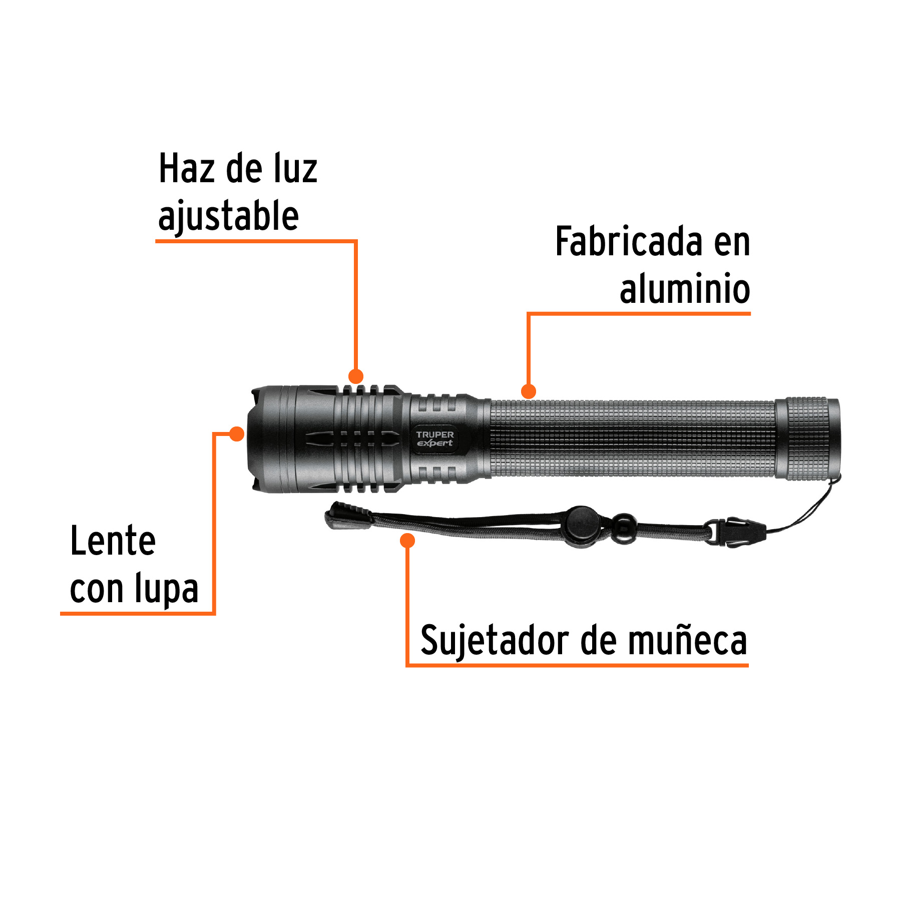 Truper Expert LIXR-3D, Linterna recargable, led cree, 150 lm, con 3 pilas D - Imagen 3