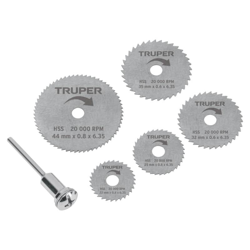 Truper MOTO-5D, Juego de 5 mini discos sierras para mototool