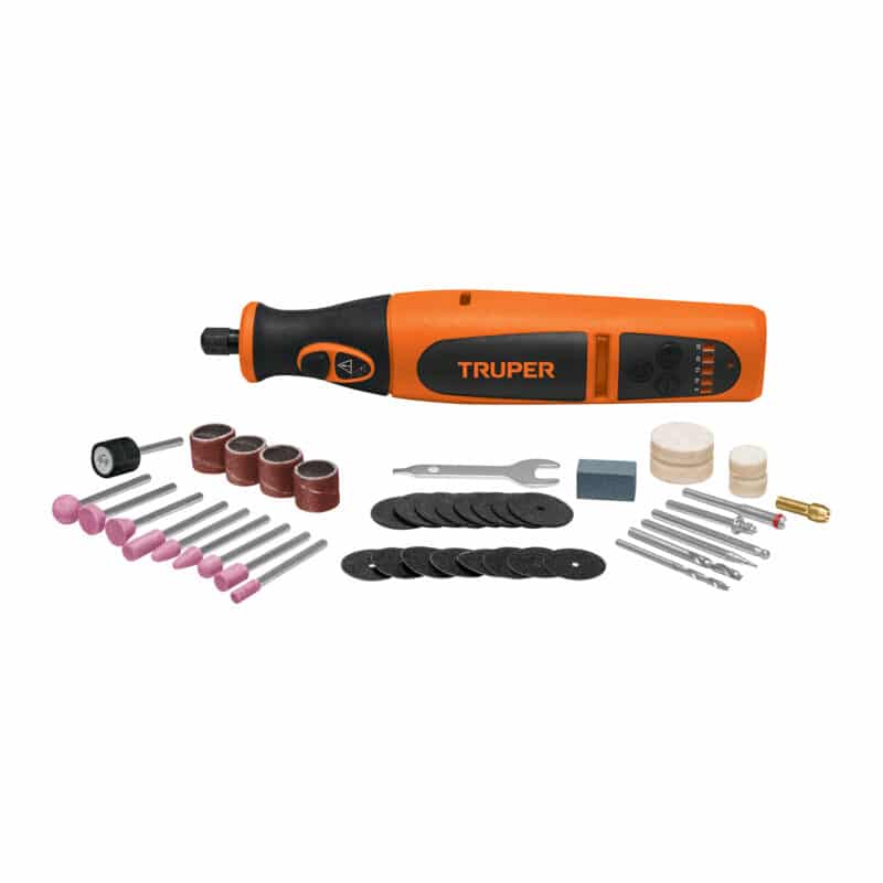 Truper MOTO-AI Herramienta rotativa inalámbrica 7.2 V profesional con 45 accesorios y estuche