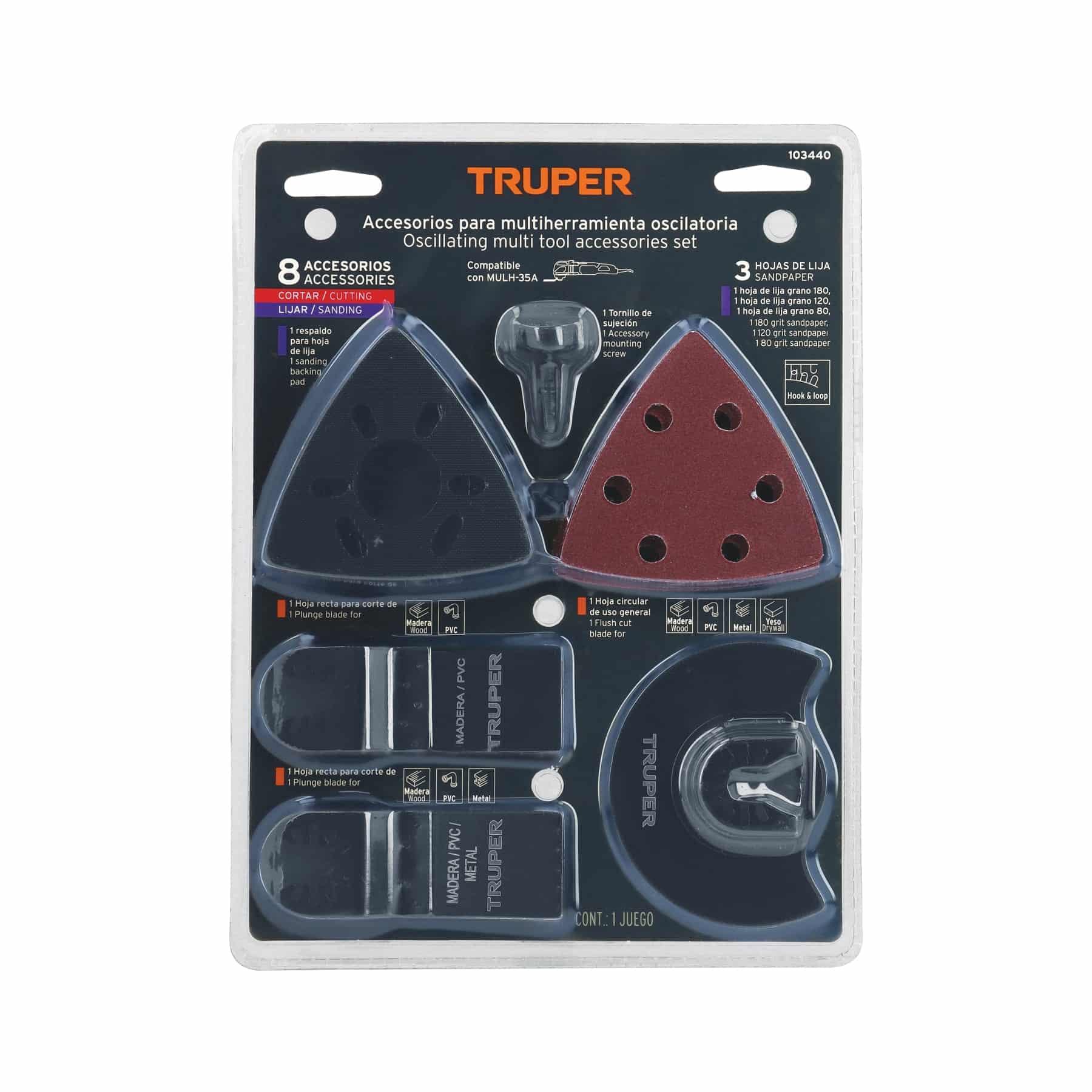 Truper MULH-KIT-8, Kit con 8 accesorios para multiherramienta modelo Truper MULH-35A - Imagen 2