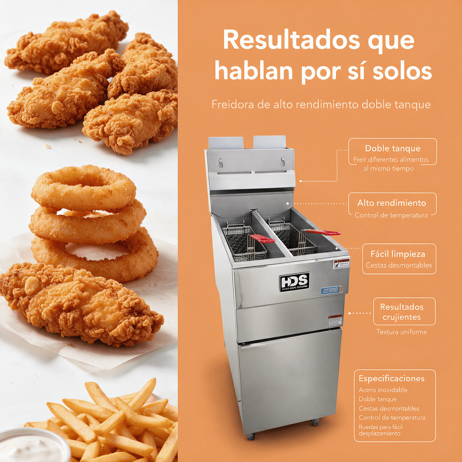 Freidora de alto rendimiento doble tanque M-HDSFGH-S120 - Imagen 3