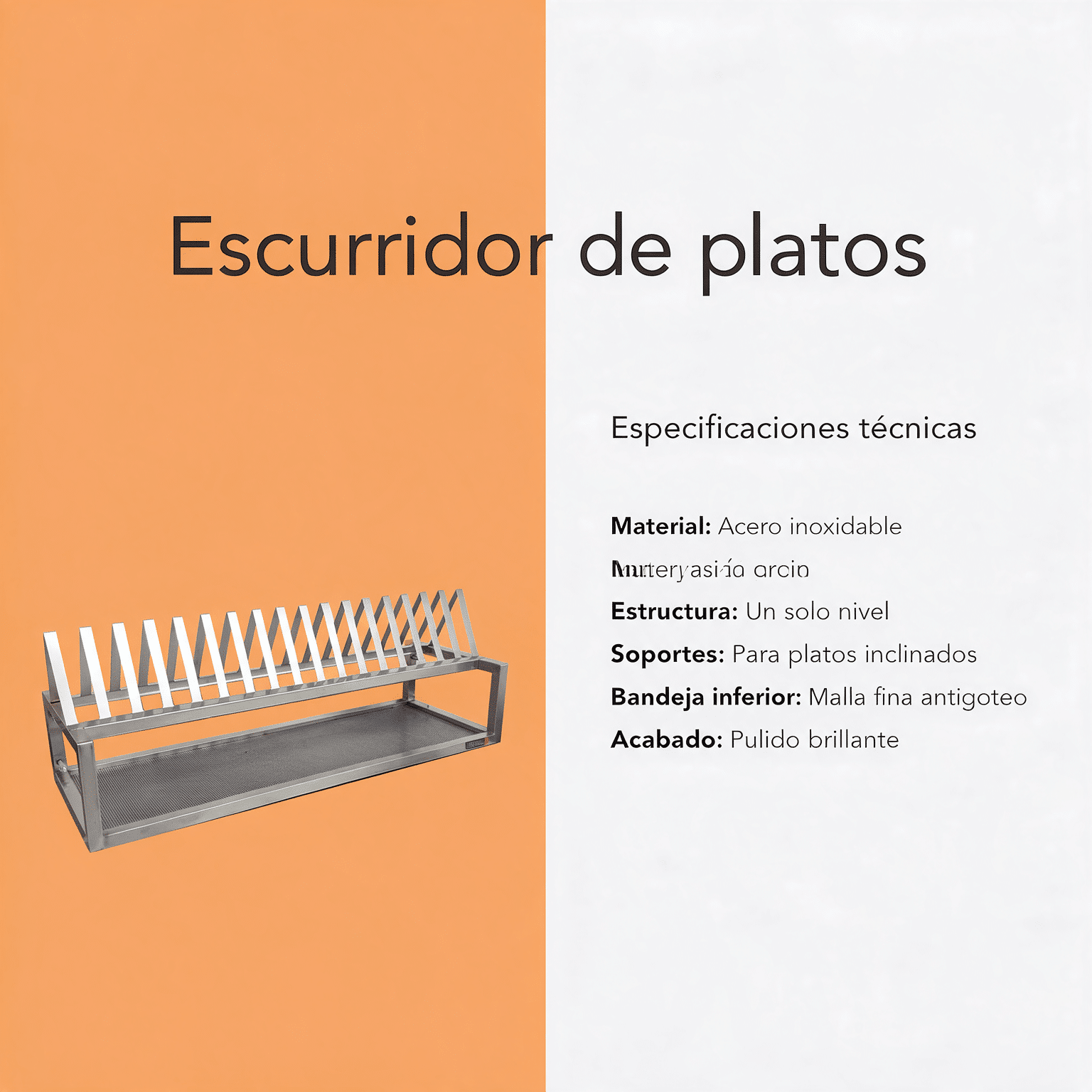 Escurridor de platos 100 cm en acero inoxidable Joserrago M-1860 - Imagen 3