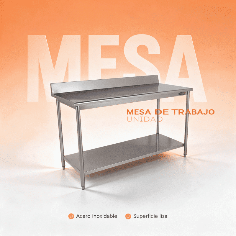 Mesa de trabajo 150 cm con salpicadero Joserrago M-700 acero inoxidable
