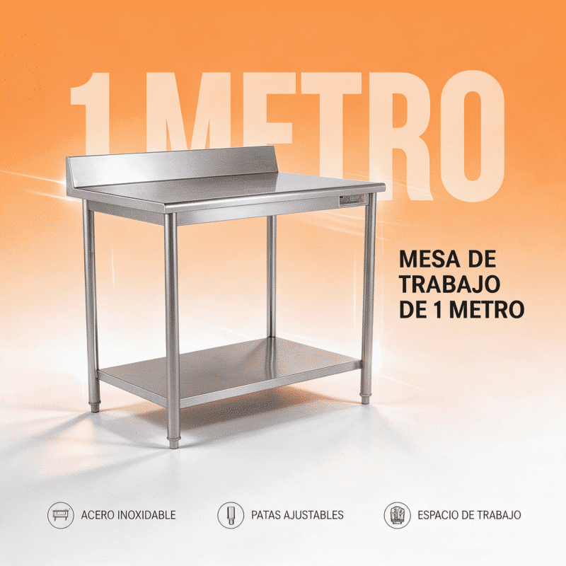 Mesa de trabajo 100 cm con salpicadero Joserrago M-701 acero inoxidable