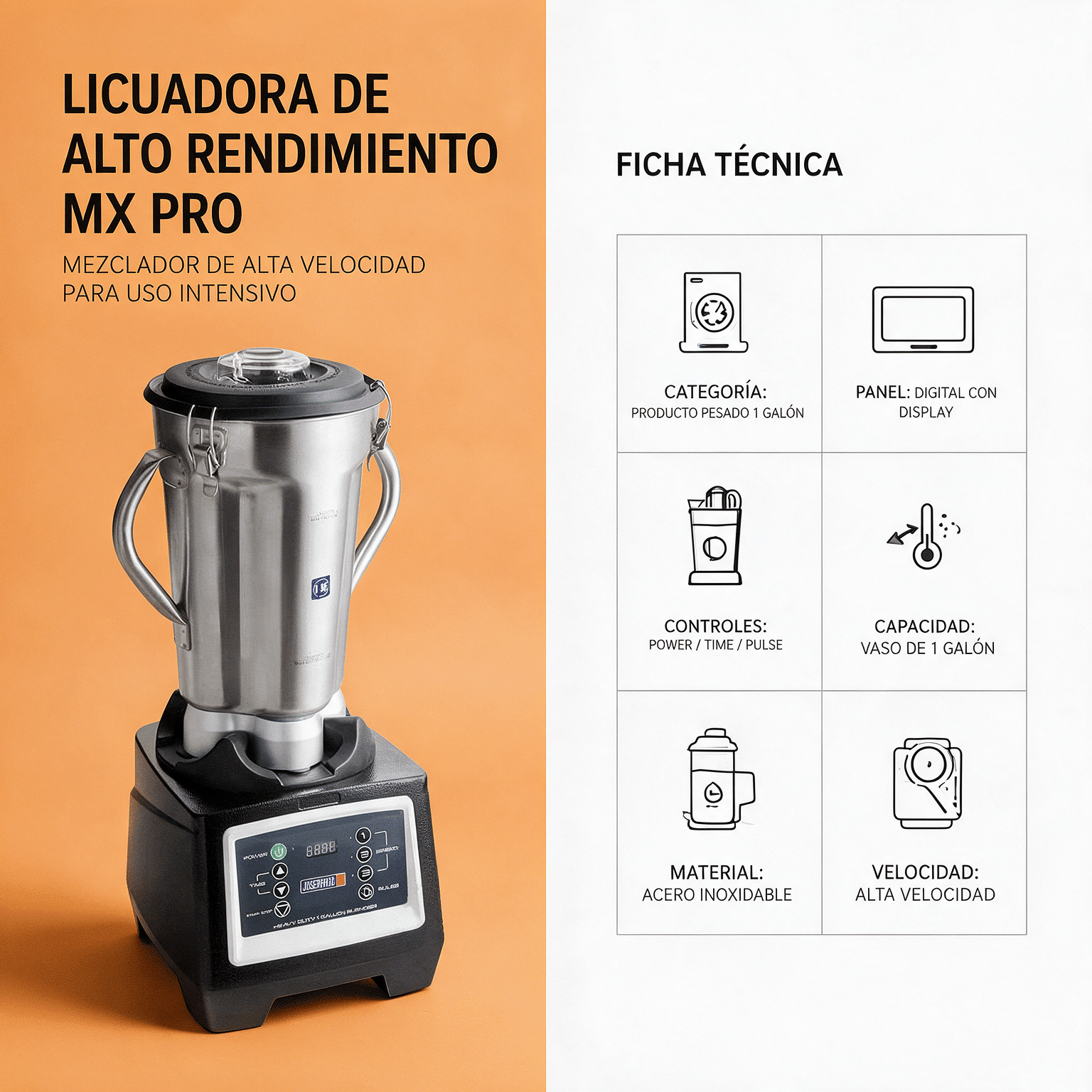 Licuadora de alto rendimiento 4 L Joserrago M-X-PRO 3200 W - Imagen 2