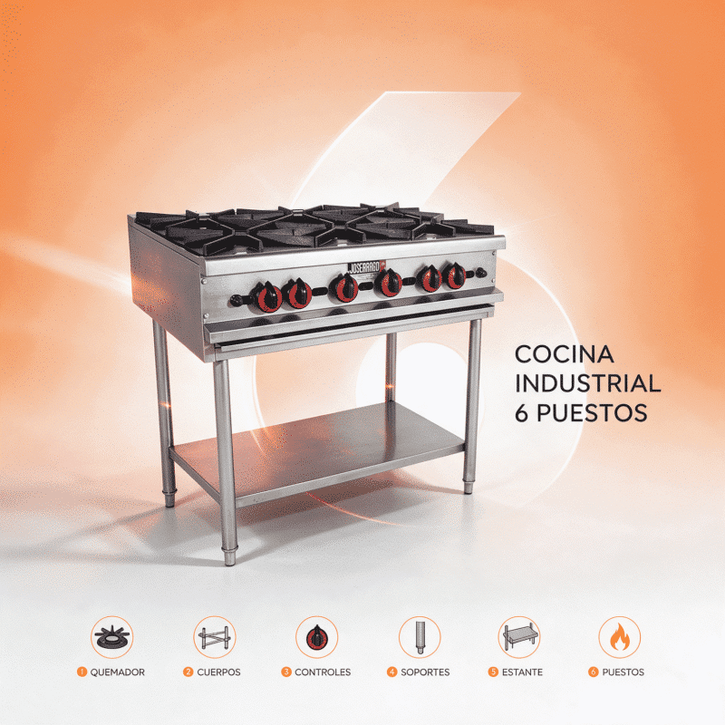 Cocina Industrial 6 Puestos Joserrago M-5107 132000 BTU