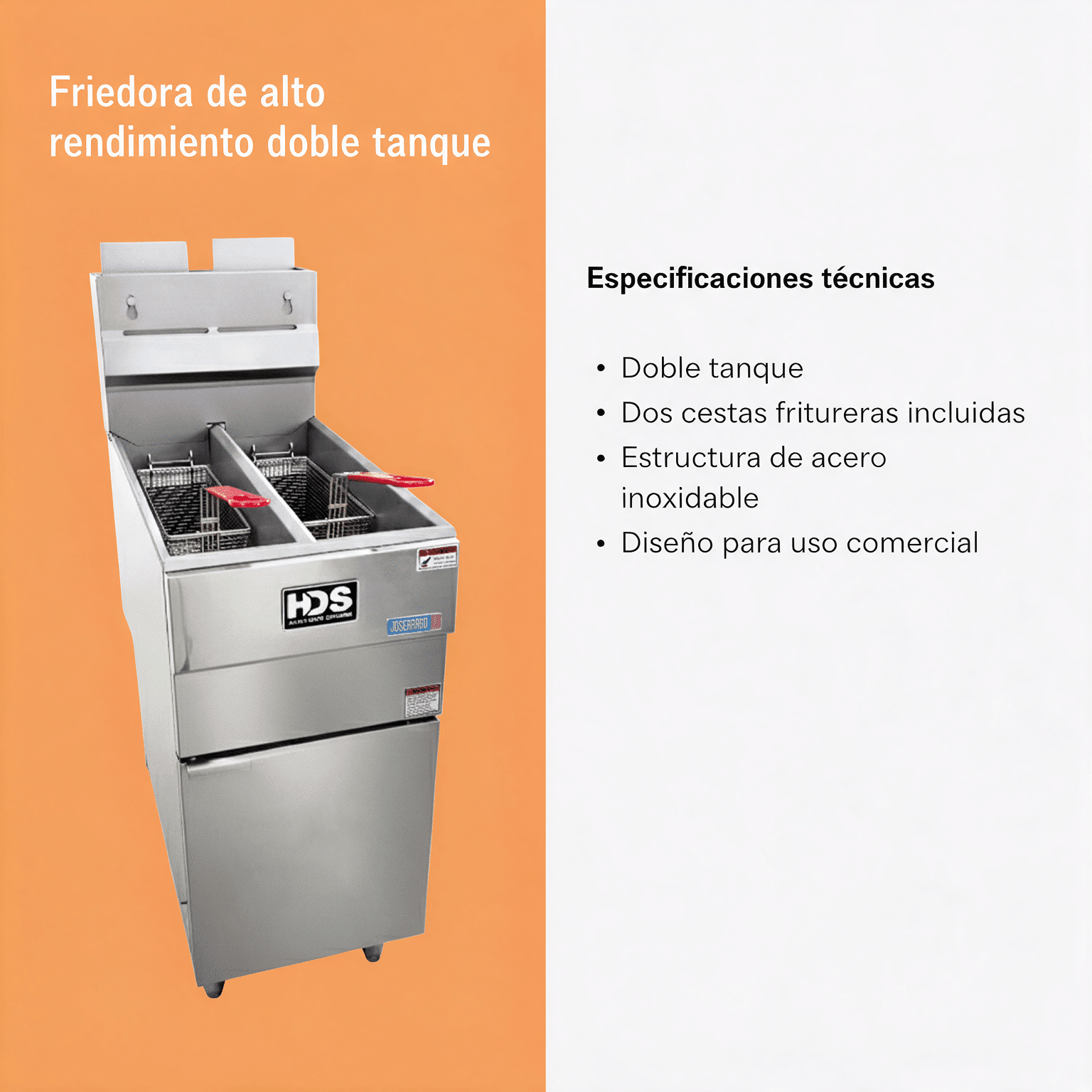 Freidora de alto rendimiento doble tanque M-HDSFGH-S120 - Imagen 2