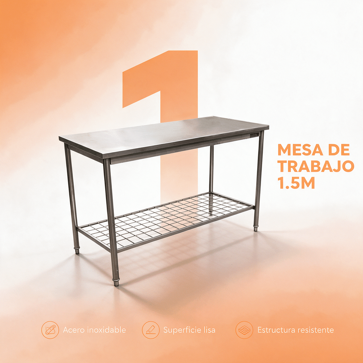 Mesa de trabajo 150 cm sin salpicadero Joserrago M-700L acero inoxidable