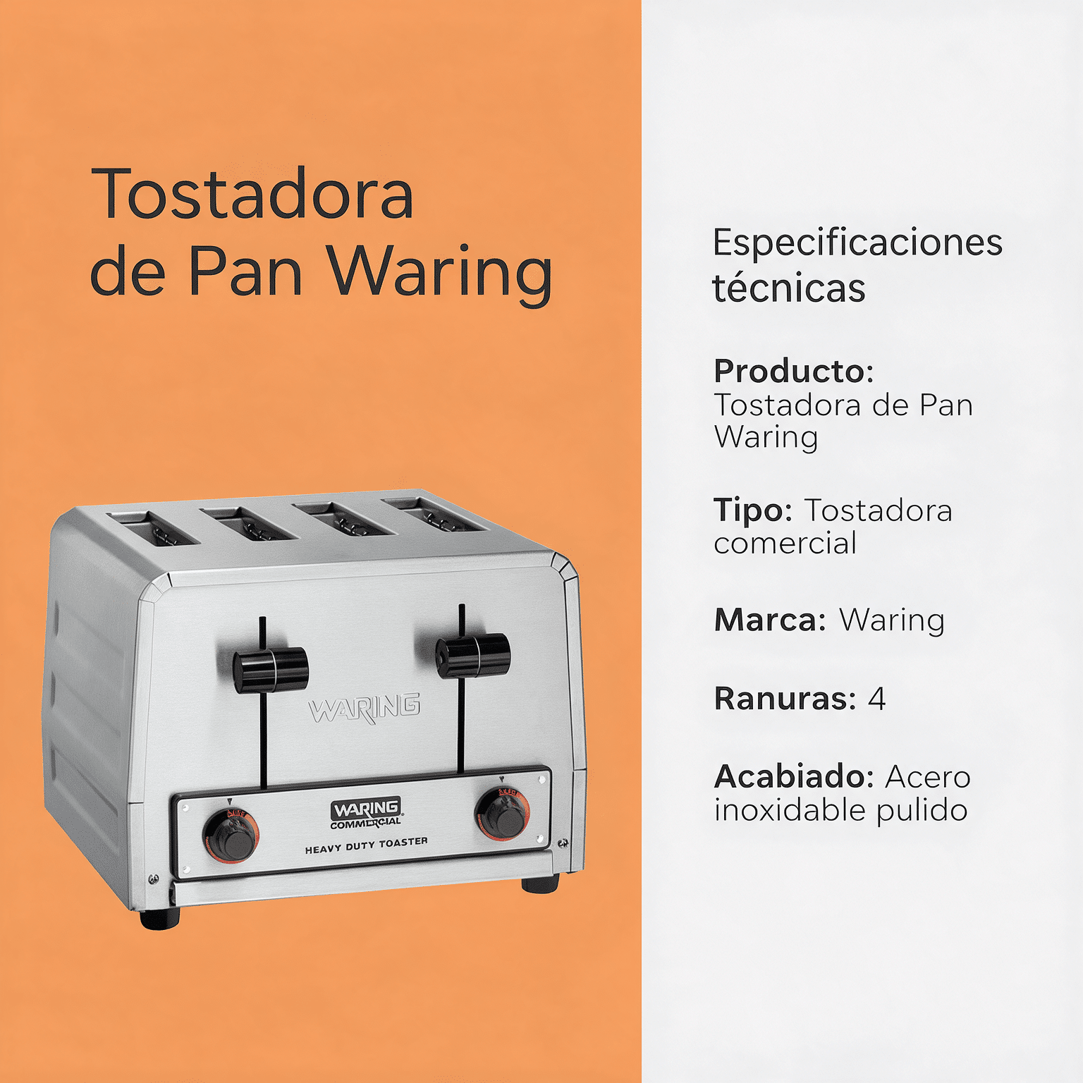 Tostadora de pan industrial Waring M-WCT 800 RC acero inoxidable - Imagen 2