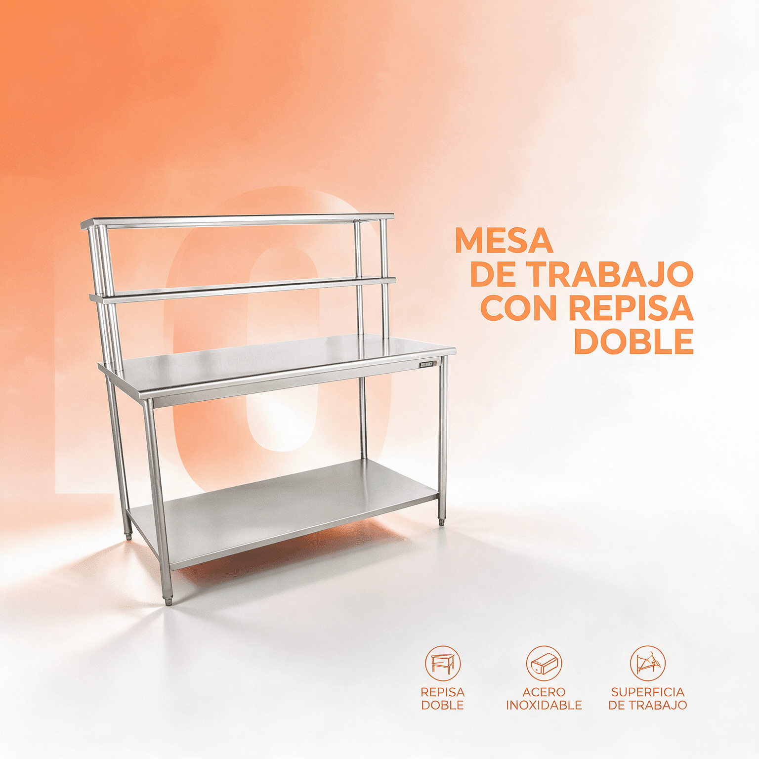 Mesa de trabajo con repisa doble Joserrago M-703 acero inoxidable