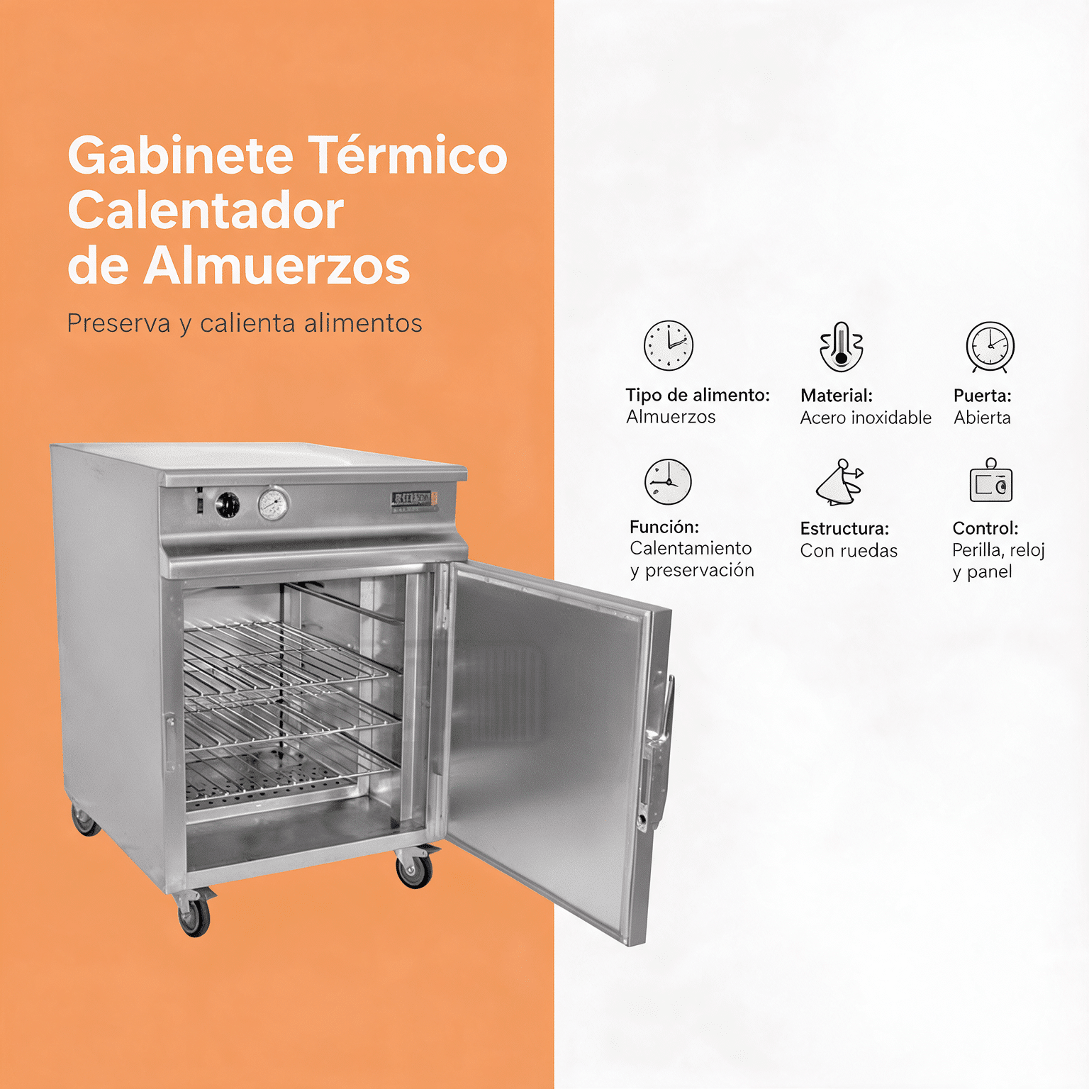 Gabinete térmico / Calentador de almuerzos M-1593 - Imagen 2