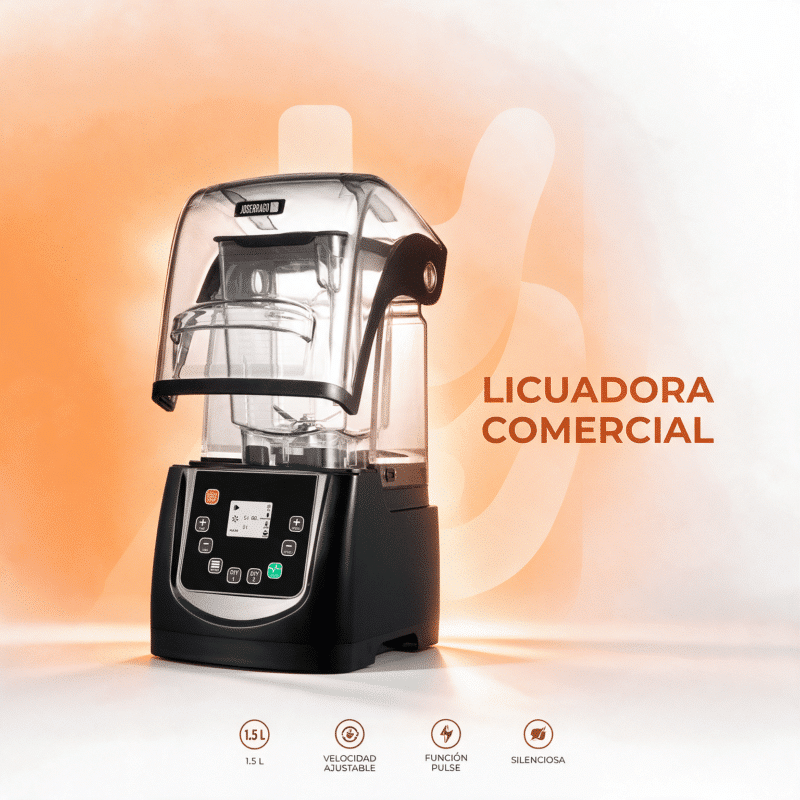 Licuadora industrial Joserrago M-K90TS de 1.5 L con cubierta transparente, base negra y panel digital con función pulso