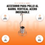 Accesorio para Pollo al Barril Vertical Acero Inoxidable: imagen promocional con acero inoxidable, cilindro vertical, base estable, gancho superior