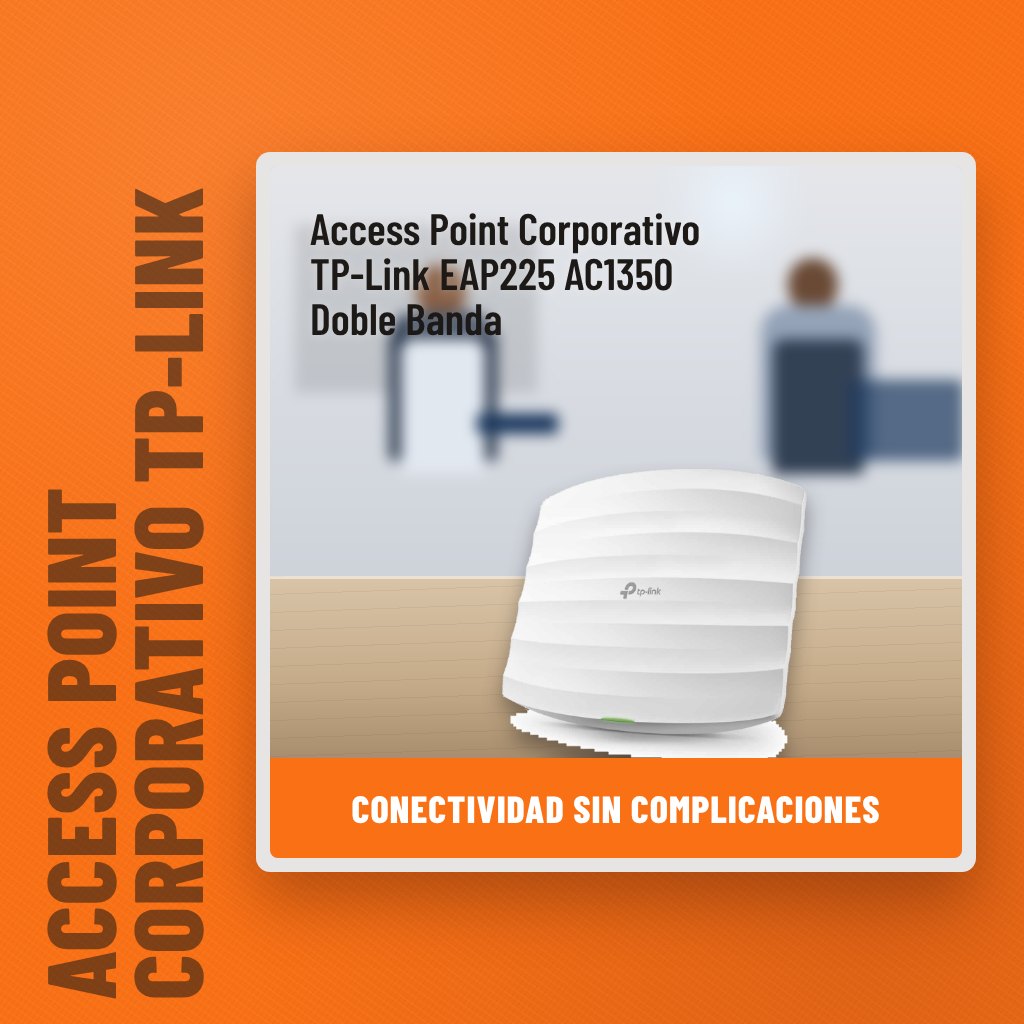 Access Point Corporativo TP-Link EAP225 AC1350 Doble Banda en una oficina con un profesional al fondo