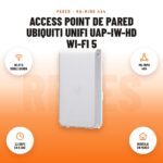 Access Point de Pared Ubiquiti UniFi UAP-IW-HD Wi-Fi 5: imagen promocional con wi-fi 5 doble banda, mu-mimo 4x4, 1,2 gbps en 5 ghz, montaje en pared