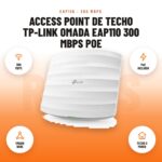 Access Point de Techo TP-Link Omada EAP110 300 Mbps PoE: imagen promocional con 300 mbps, poe incluido, omada nube, techo o pared